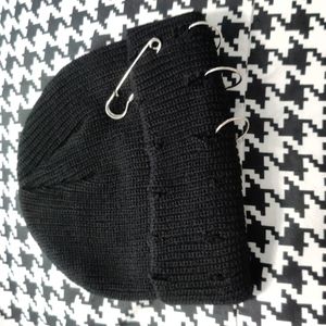 black punk beanie cap hat